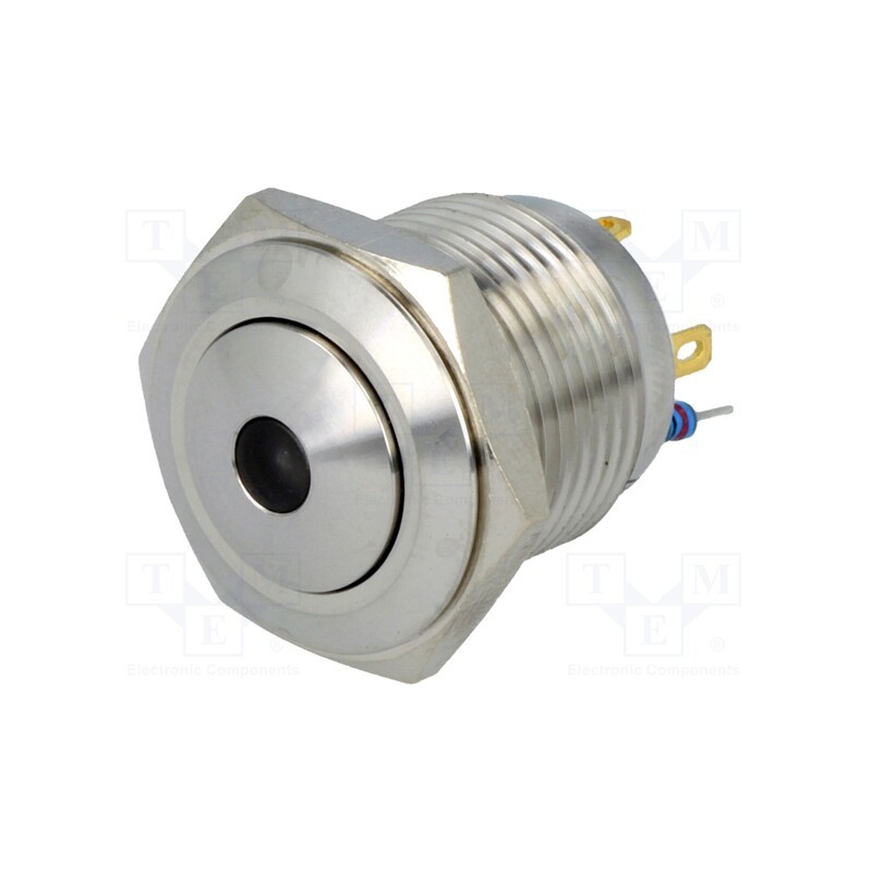 1 pcs x ONPOW - GQ16B-10D/J/B/12V/S - Switch: vandal resistant, Pos: 2, SPST-NO, 2A/36VDC, IP65, OFF-(ON)