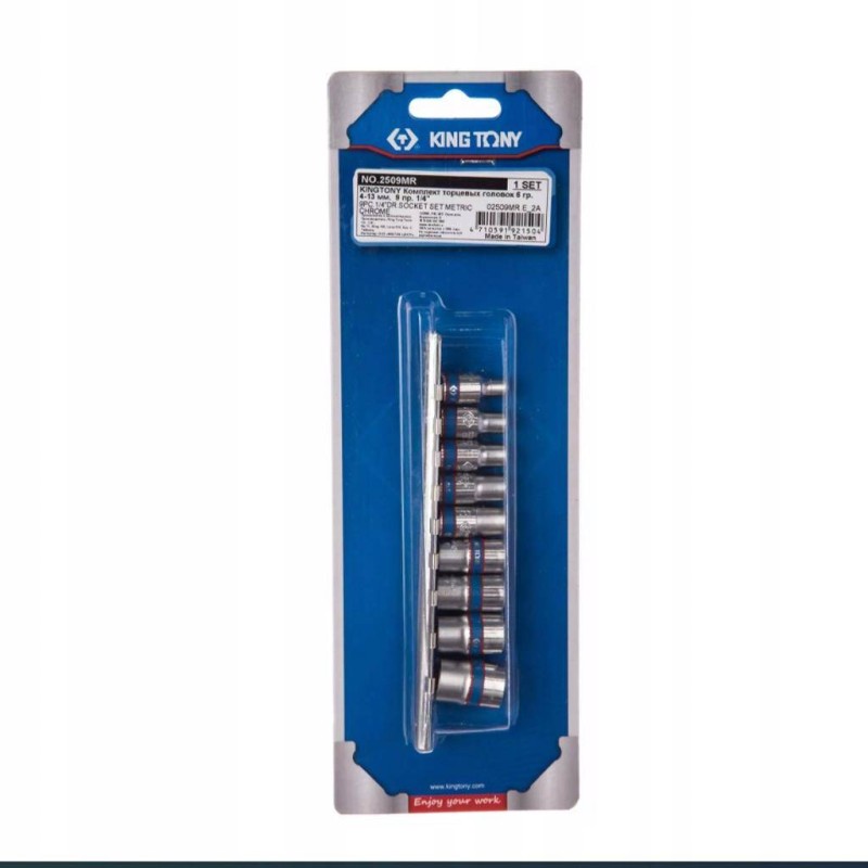 King tons sockets 1 4 short 4 13mm 6 angle rail