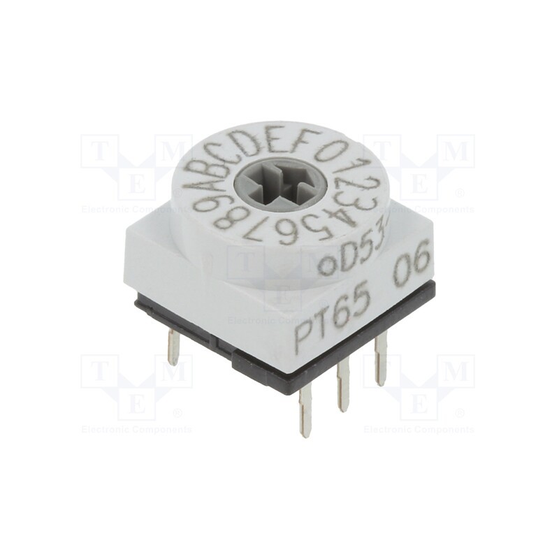 1 pcs x PTR HARTMANN - PT65706 - Encoding switch, HEX/BCD, Pos: 16, THT, Rcont max: 80mΩ, PT65