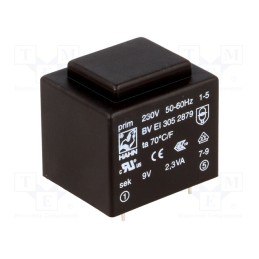 1 pcs x HAHN - BV EI 305 2879 - Transformer: encapsulated, 2.3VA, 230VAC, 9V, 255mA, PCB, BVEI