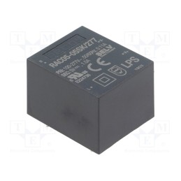 1 pcs x RECOM - RAC05-05SK/277 - Converter: AC/DC, 5W, 85÷305VAC, Usup: 120÷430VDC, Uout: 5VDC, 80%