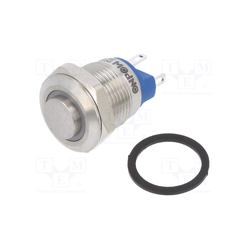 1 pcs x ONPOW - GQ12-AH-10E/J/G/24V/S - Switch: vandal resistant, Pos: 2, SPST-NO, 2A/36VDC, IP65, OFF-(ON)