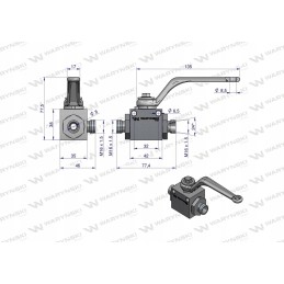 3-way hydraulic ball valve 3 2 m16x1 5