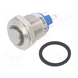 1 pcs x ONPOW - GQ12-AH-10E/J/B/24V/S - Switch: vandal resistant, Pos: 2, SPST-NO, 2A/36VDC, IP65, OFF-(ON)