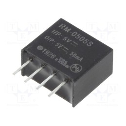 1 pcs x RECOM - RM-0505S - Converter: DC/DC, 0.25W, Uin: 4.5÷5.5V, Uout: 5VDC, Iout: 50mA, SIP4