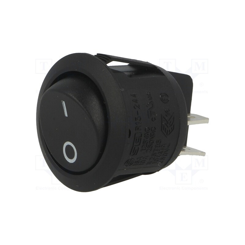 1 pcs x BULGIN - R13244ABB076W - ROCKER, DPST, Pos: 2, ON-OFF, 10A/250VAC, black, none, Body: black