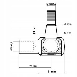 Rod end case 3221932r92 m20x1 5 l 75