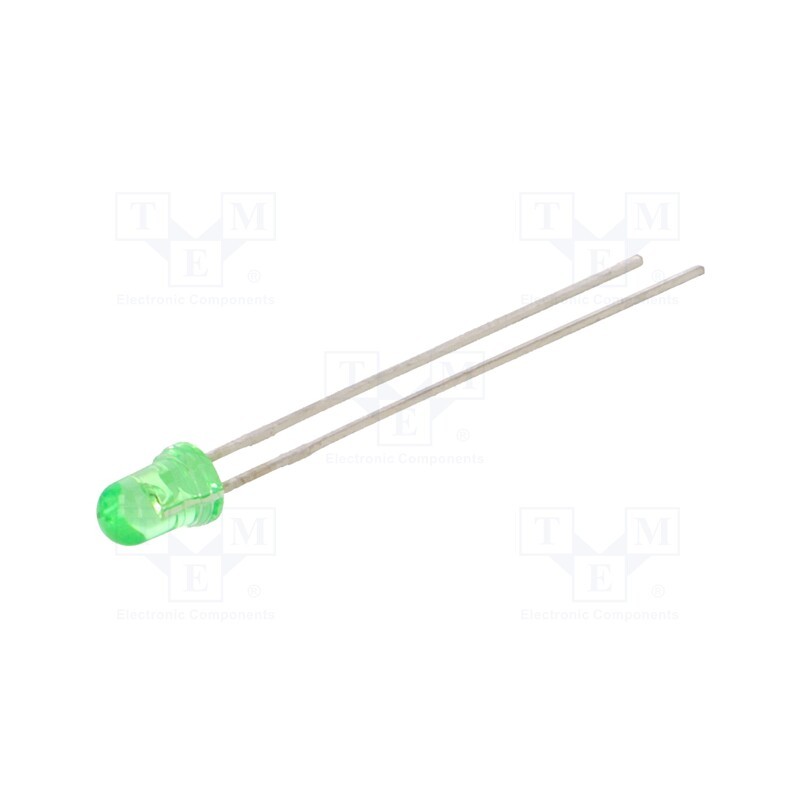 5 pcs x LITEON - LTL1CHJGTNN - LED, 3mm, green, 110÷240mcd, 45°, Front: convex, 2.1÷2.4V