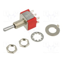 1 pcs x TE Connectivity - 1-1825139-8 - Switch: toggle, Pos: 3, DP3T, (ON)-OFF-(ON), 2A/250VAC, 5A/28VDC