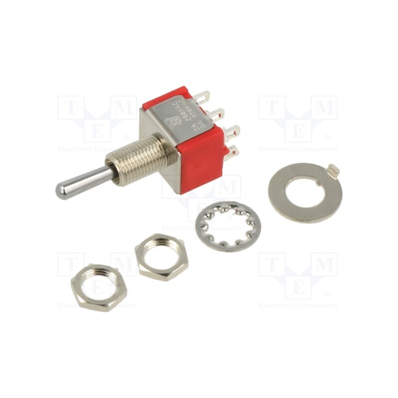 1 pcs x TE Connectivity - 1-1825139-8 - Switch: toggle, Pos: 3, DP3T, (ON)-OFF-(ON), 2A/250VAC, 5A/28VDC