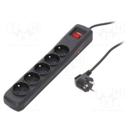 1 pcs x ARMAC - R5/CZ/15 - Plug socket strip: protective, Sockets: 5, 250VAC, 10A, black