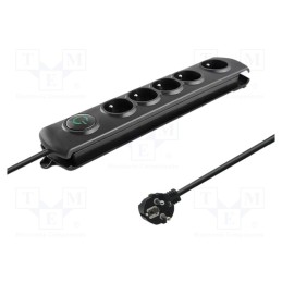 1 pcs x QOLTEC - 50271 - Plug socket strip: protective, Sockets: 5, 230VAC, 10A, black