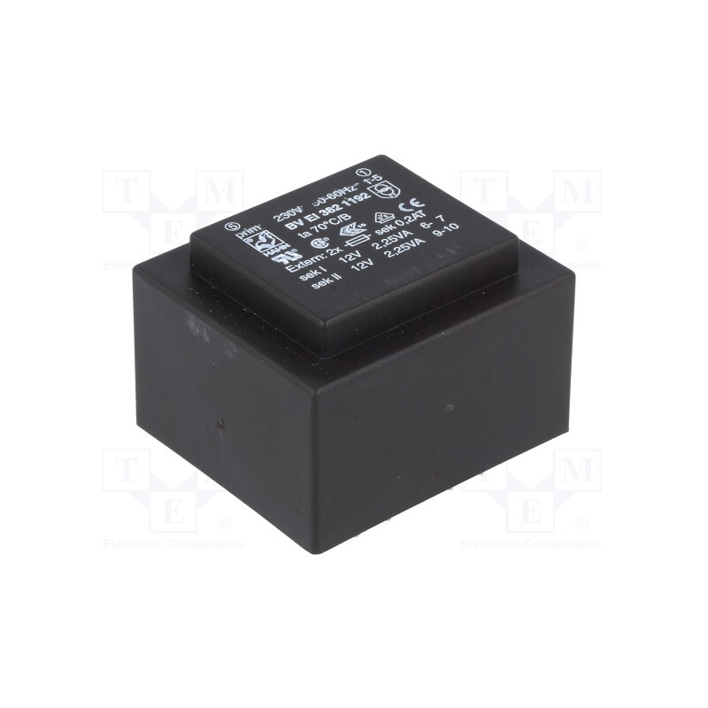 1 pcs x HAHN - BV EI 382 1192 - Transformer: encapsulated, 4.5VA, 230VAC, 12V, 12V, 187mA, 187mA