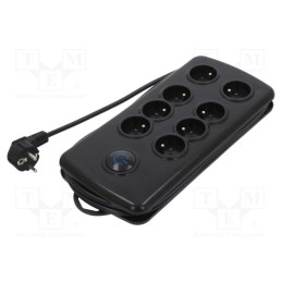 1 pcs x QOLTEC - 50161 - Plug socket strip: protective, Sockets: 8, 230VAC, 10A, black, 2.5m