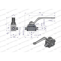 3-way hydraulic ball valve 3 2 m14x1 5