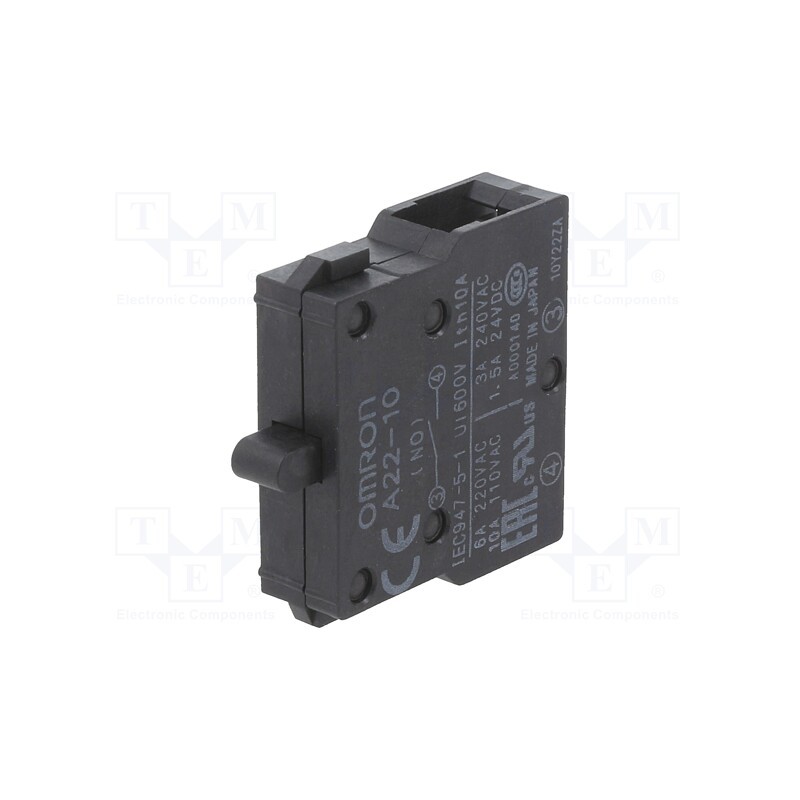1 pcs x OMRON - A22-10 - Contact block, Contacts: NO