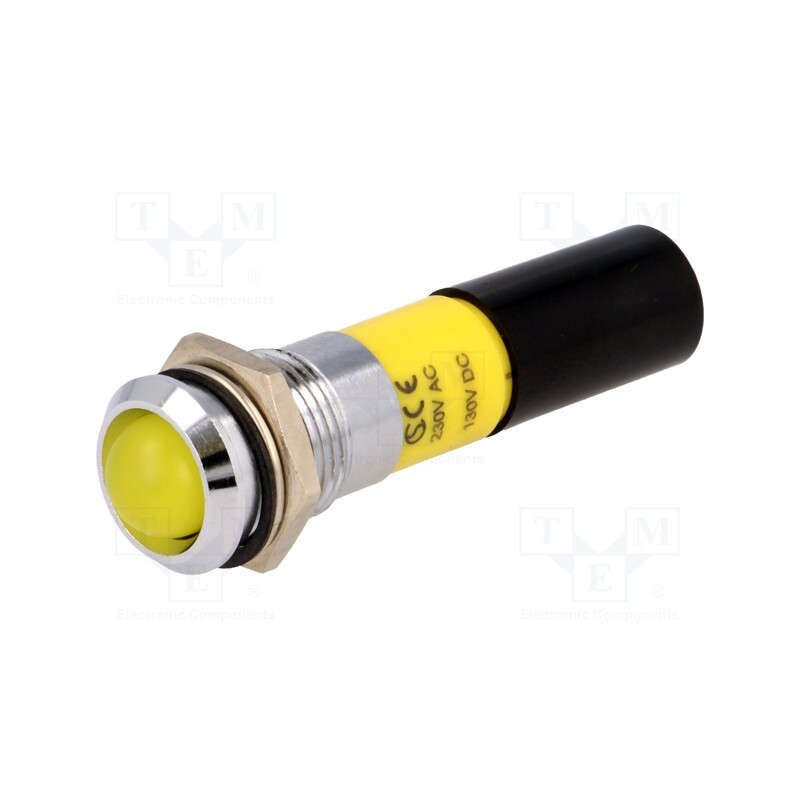 1 pcs x SIGNAL-CONSTRUCT - SWBU14128A - Indicator: LED, recessed, yellow, 230VAC, Ø14.2mm, IP67, metal