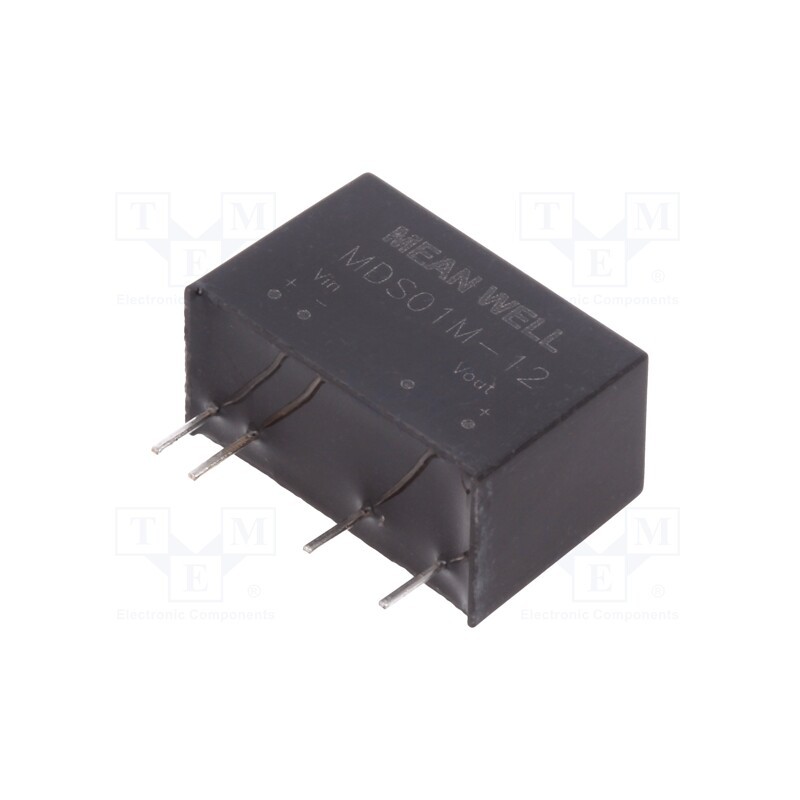1 pcs x MEAN WELL - MDS01M-12 - Converter: DC/DC, 1W, Uin: 10.8÷13.2V, Uout: 12VDC, Iout: 84mA, SIP7