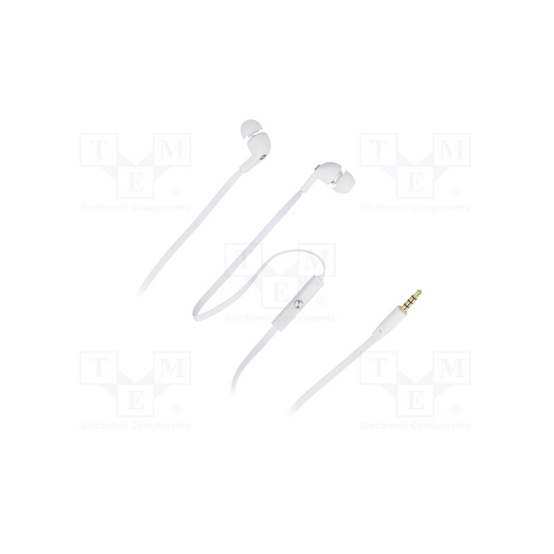 1 pcs x QOLTEC - 50801 - Headphones with microphone, white, Jack 3,5mm, in-ear, 1.2m, 32Ω