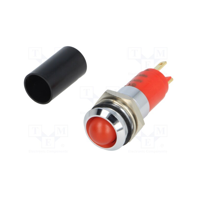 1 pcs x SIGNAL-CONSTRUCT - SWBU14028A - Indicator: LED, recessed, red, 230VAC, Ø14.2mm, IP67, metal