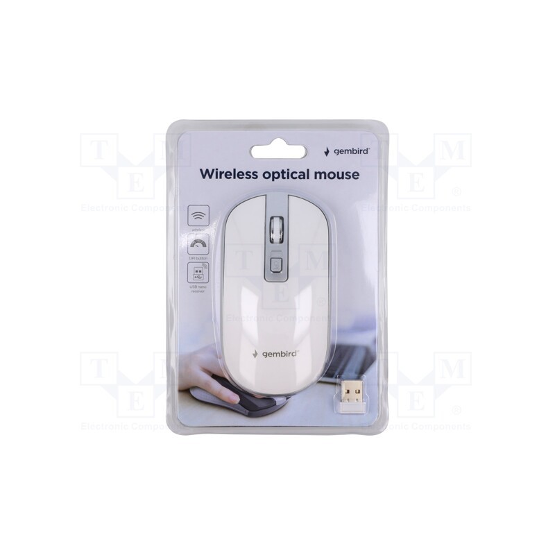 1 pcs x GEMBIRD - MUSW-4B-06-WS - Optical mouse, white,silver, USB A, wireless, 10m, No.of butt: 4