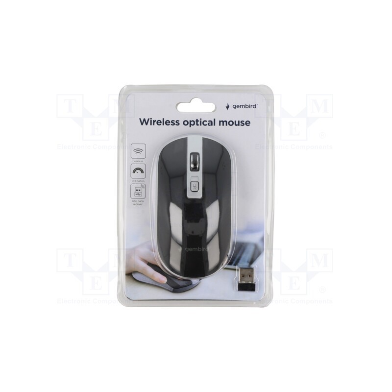 1 pcs x GEMBIRD - MUSW-4B-06-BS - Optical mouse, black,silver, USB A, wireless, 10m, No.of butt: 4