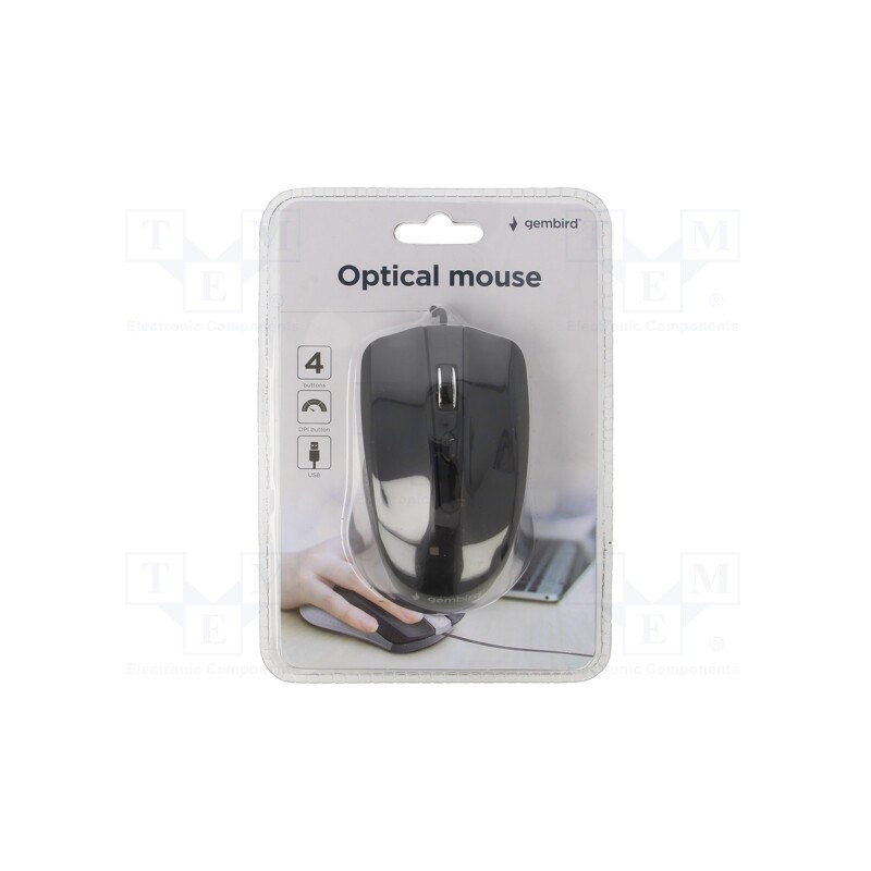 1 pcs x GEMBIRD - MUS-4B-01 - Optical mouse, black, USB A, wired, 1.35m, No.of butt: 4