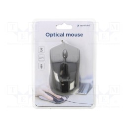 1 pcs x GEMBIRD - MUS-3B-02 - Optical mouse, black, USB A, wired, 1.35m, No.of butt: 3