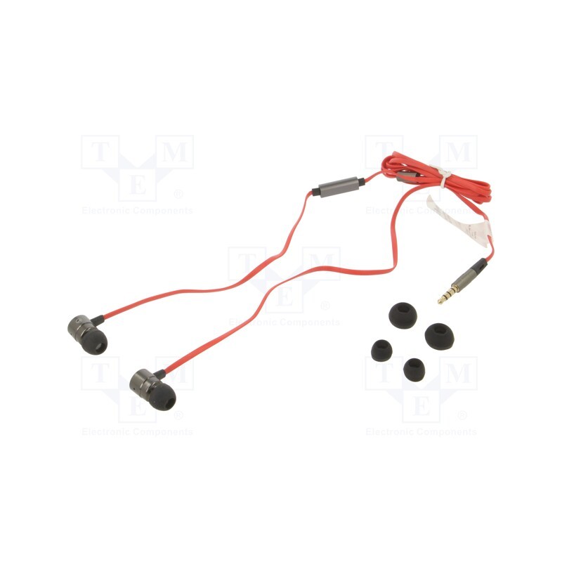 1 pcs x GEMBIRD - MHS-EP-LHR - Headphones with microphone, red,silver, Jack 3,5mm, in-ear, 1.2m