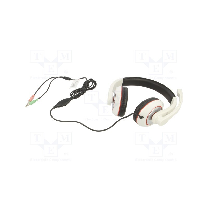 1 pcs x GEMBIRD - MHS-001-GW - Headphones with microphone, white,black, Jack 3,5mm x2, 1.8m