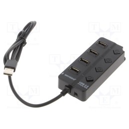 1 pcs x GEMBIRD - UHB-U2P4P-01 - Hub USB, USB A socket x4,USB A plug, USB 2.0, with switch, black