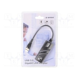 1 pcs x GEMBIRD - NIC-U3-02 - USB to Fast Ethernet adapter, USB 3.0, 10/100/1000Mbps, PnP