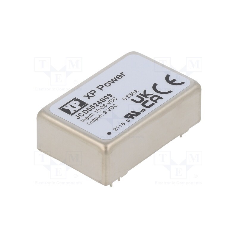 1 pcs x XP POWER - JCD0524S09 - Converter: DC/DC, 5W, Uin: 18÷36V, Uout: 9VDC, Iout: 555mA, 266kHz
