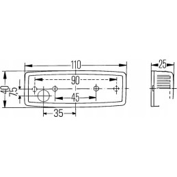 Combined rear lamp 100x40mm right left 65492040