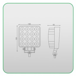 Kamar 16 LED 43W square work lamp