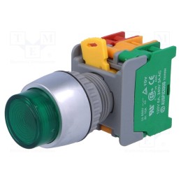 1 pcs x AUSPICIOUS - LBL22-1O/C G, W/O LAMP - Switch: push-button, 22mm, Stabl.pos: 1, NC + NO, green, 3A/230VAC