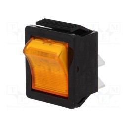 1 pcs x BULGIN - C1353VQGBA3 - ROCKER, DPST, Pos: 2, ON-OFF, 16A/250VAC, yellow, neon lamp, 250V