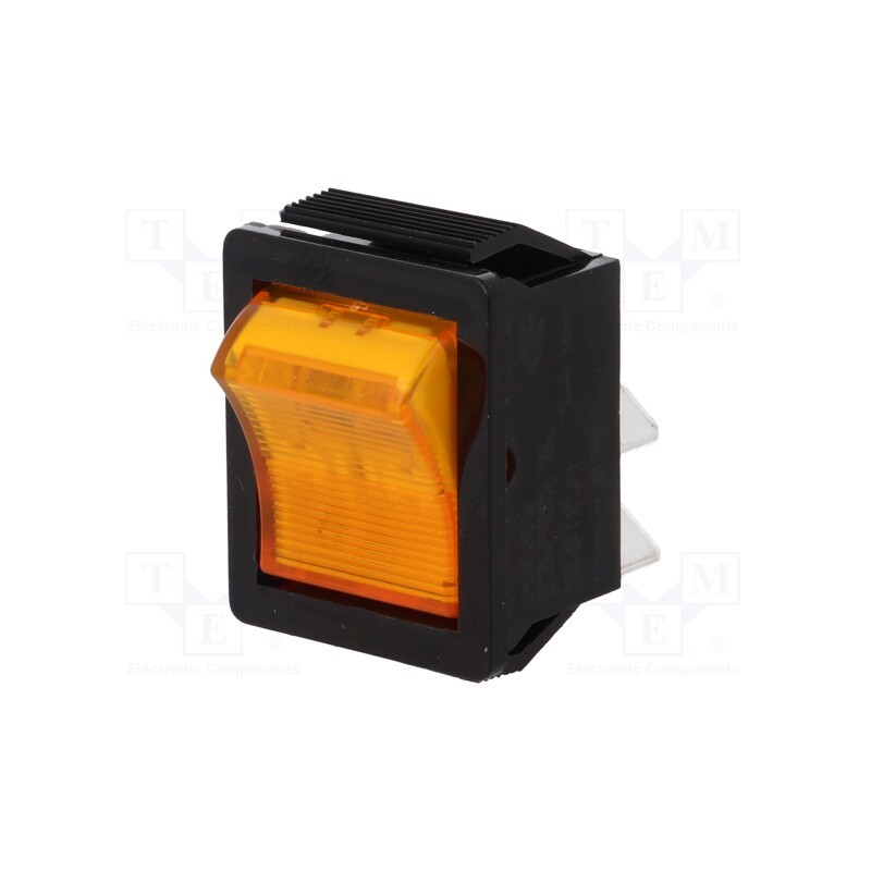 1 pcs x BULGIN - C1353VQGBA3 - ROCKER, DPST, Pos: 2, ON-OFF, 16A/250VAC, yellow, neon lamp, 250V
