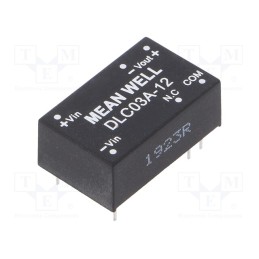 1 pcs x MEAN WELL - DLC03A-12 - Converter: DC/DC, 3W, Uin: 9÷18V, Uout: 12VDC, Uout2: -12VDC, DIP16