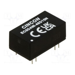 1 pcs x CINCON - EC5DAW-48D15N - Converter: DC/DC, 10W, Uin: 18÷74V, Uout: 15VDC, Uout2: -15VDC, THT