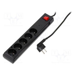 1 pcs x JONEX - PS-5P/5M/BLACK - Plug socket strip: protective, Sockets: 5, 230VAC, 10A, black