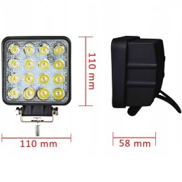 LED halogen work lamp, 16 diodes, tractor