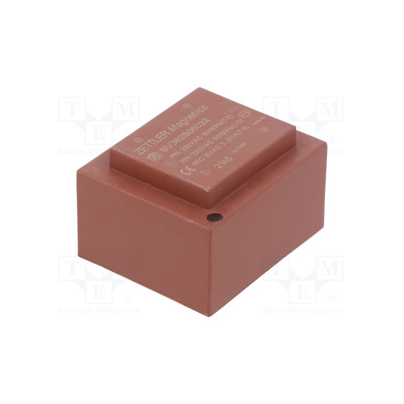 1 pcs x ZETTLER - BV382S06032 - Transformer: encapsulated, 3.2VA, 230VAC, 6V, 533mA, PCB