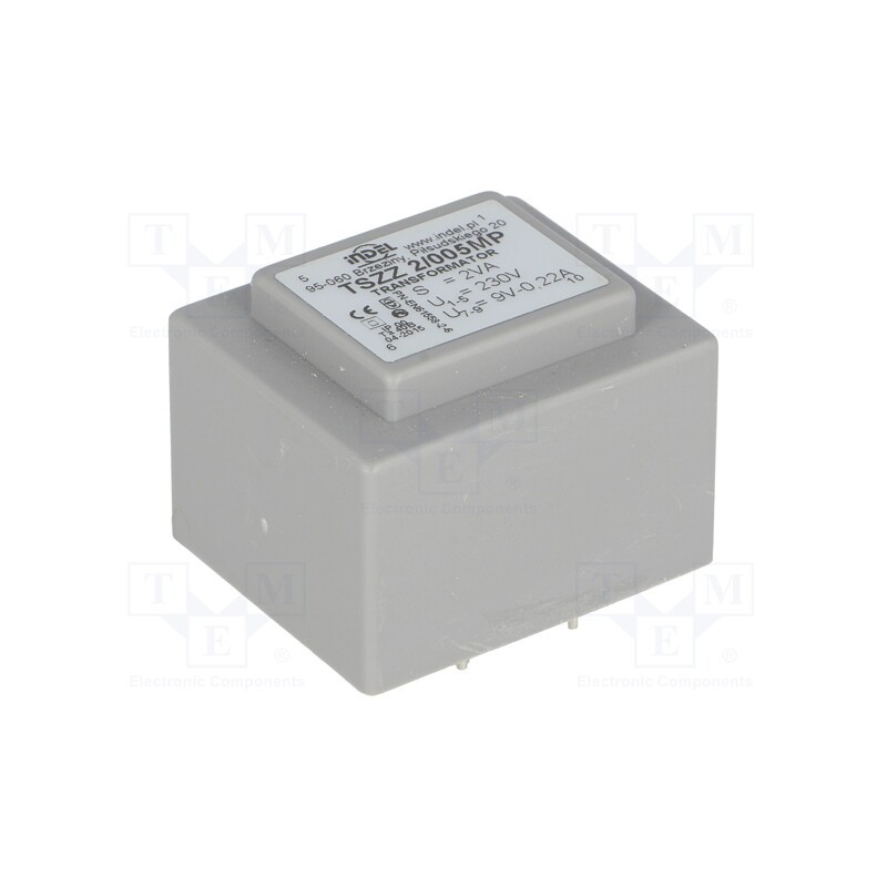 1 pcs x INDEL - TSZZ2/005MP - Transformer: encapsulated, 2VA, 230VAC, 9V, 220mA, PCB, IP00
