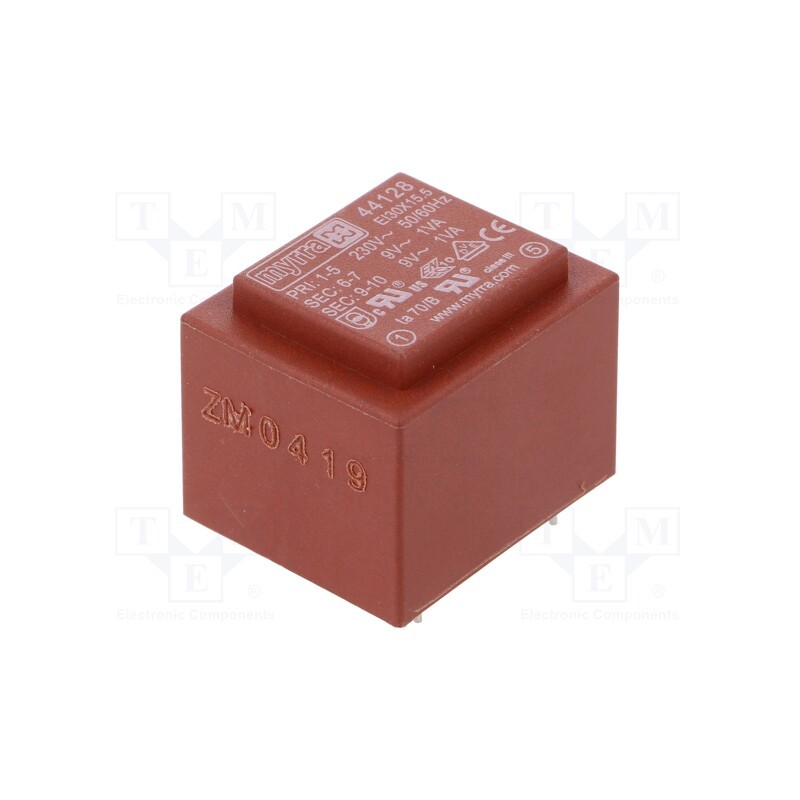 1 pcs x MYRRA - 44128 - Transformer: encapsulated, 2VA, 230VAC, 9V, 9V, 111mA, 111mA, PCB