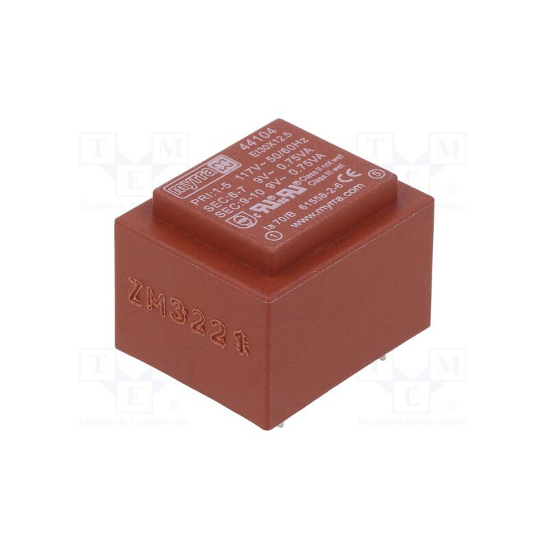 1 pcs x MYRRA - 44104 - Transformer: encapsulated, 1.5VA, 117VAC, 9V, 9V, 83mA, 83mA, PCB