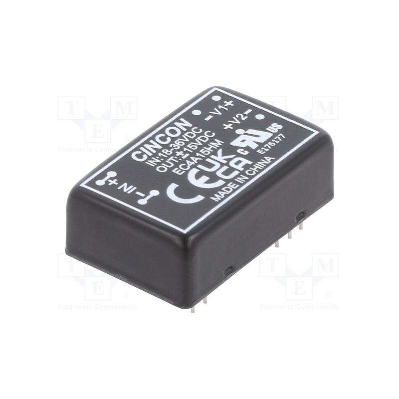 1 pcs x CINCON - EC4A15HM - Converter: DC/DC, 5/6W, Uin: 18÷36V, Uout: 15VDC, Uout2: -15VDC, THT