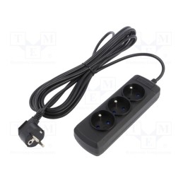 1 pcs x ARMAC - ARCOLOR3/50/CZ - Plug socket strip: supply, Sockets: 3, 250VAC, 10A, black