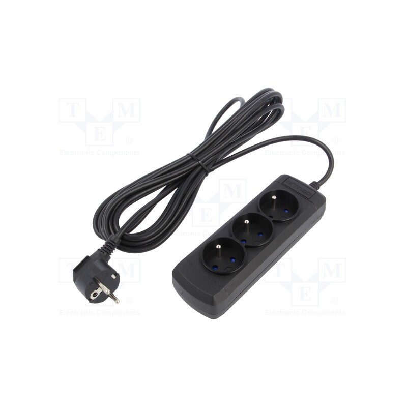 1 pcs x ARMAC - ARCOLOR3/50/CZ - Plug socket strip: supply, Sockets: 3, 250VAC, 10A, black