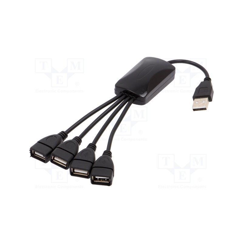 1 pcs x AKYGA - AK-AD-13 - Hub USB, USB A socket x4,USB A plug, USB 2.0, black, 0.15m
